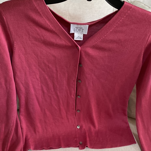 Ann Taylor Loft 100% silk knit cardigan button down jacket size S - Picture 4 of 12